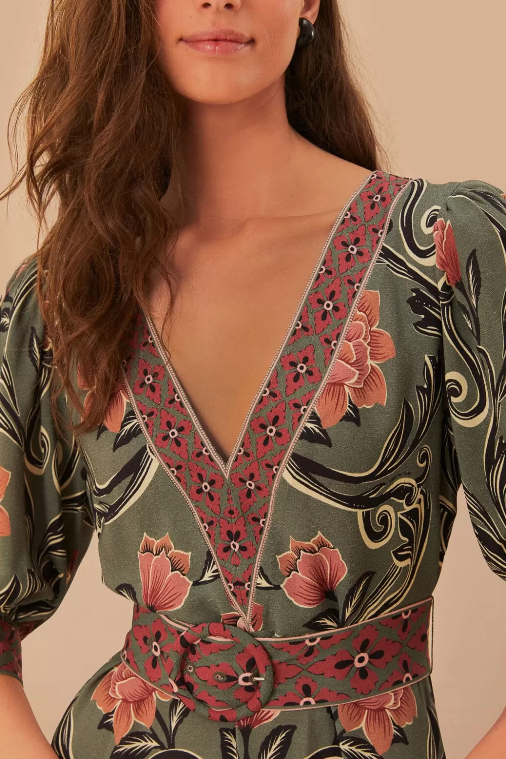 Arabesque Floral Green Maxi Dress | FARM Rio Hot