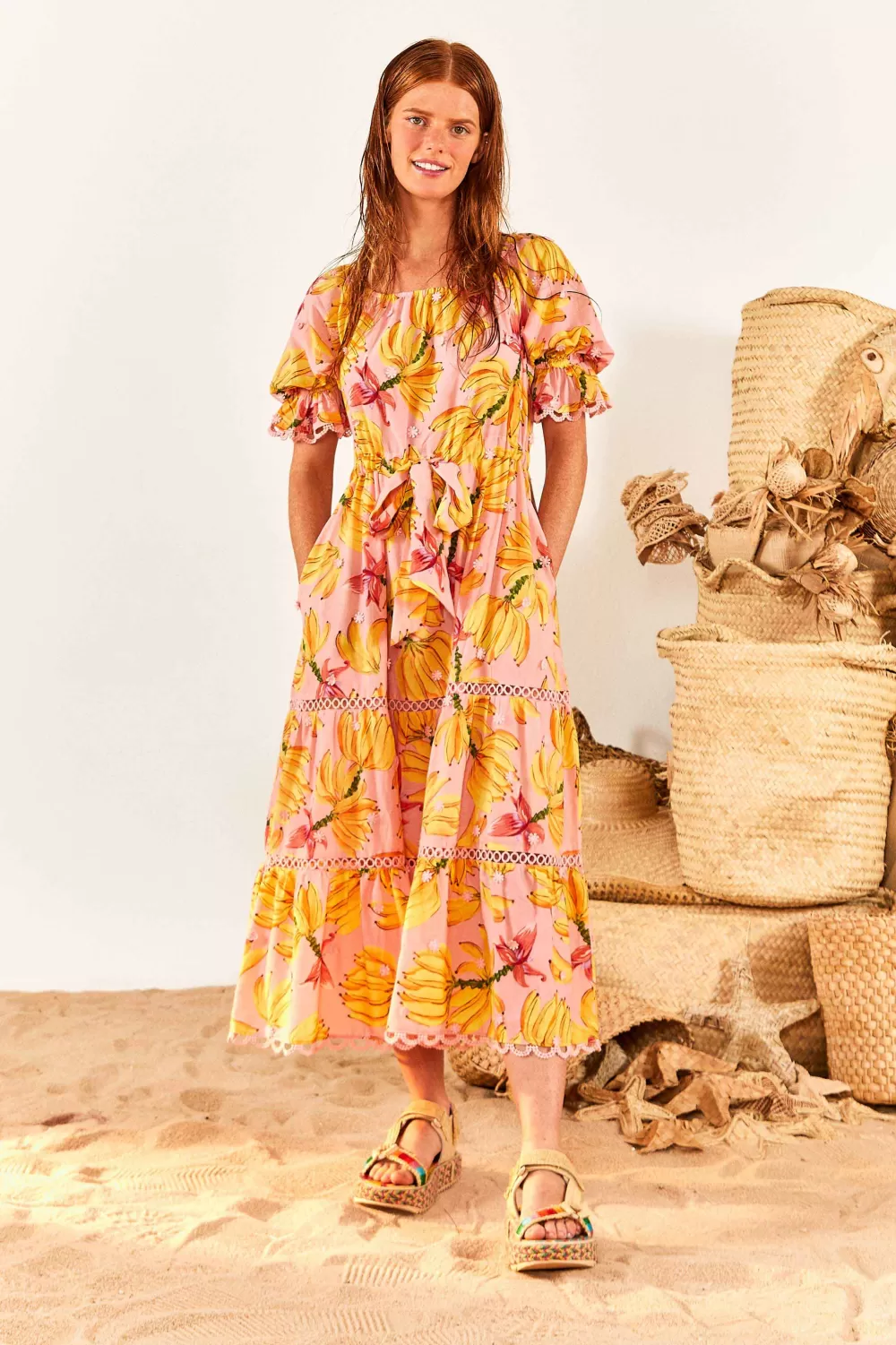 Banana Taste Midi Dress | Tiered | FARM Rio Best