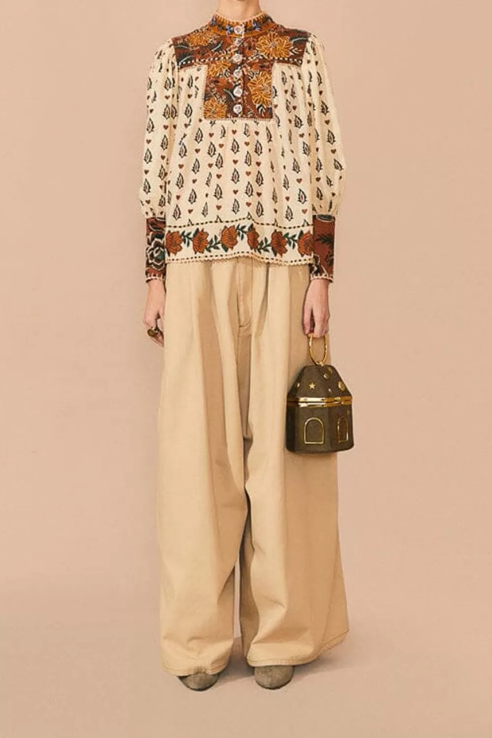 Beige Ainika Floral Long Sleeve Blouse | FARM Rio Best Sale