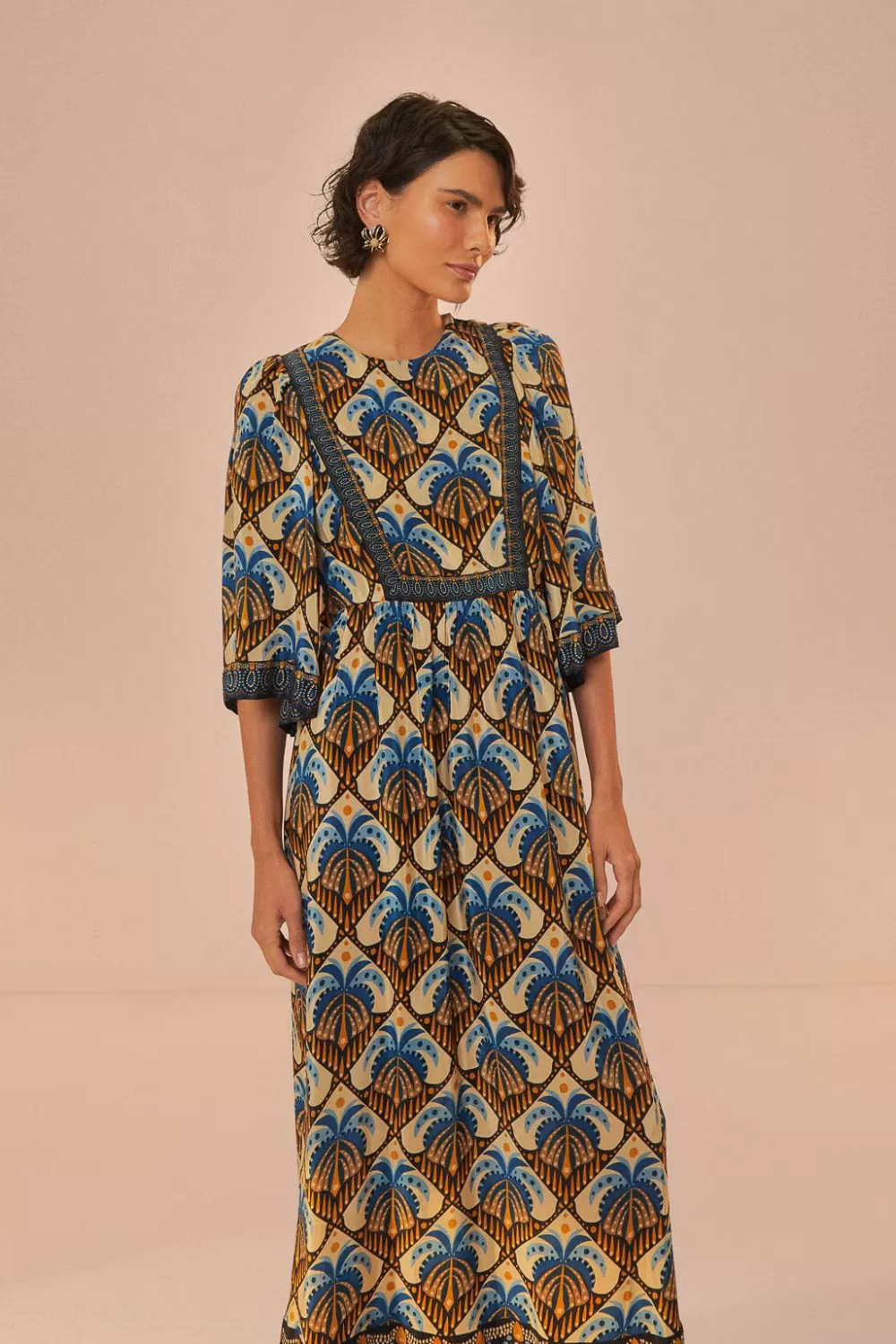 Beige Cocopalm Maxi Dress | FARM Rio Online