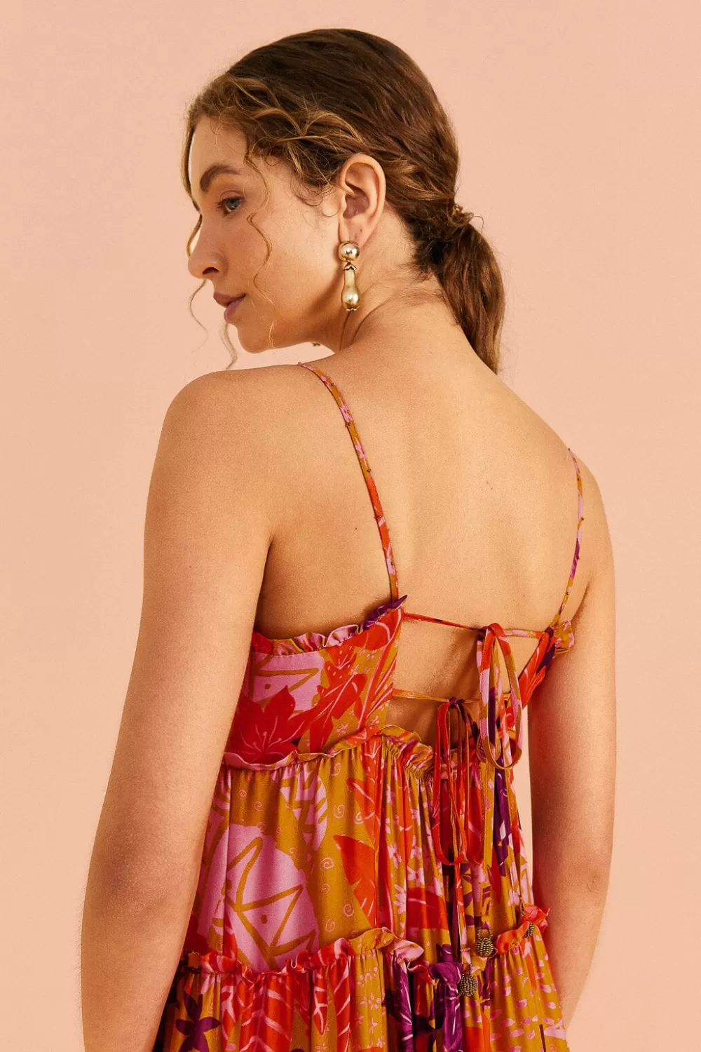 Beige Jungle Panther Lenzing™ Ecovero™ Viscose Maxi Dress | FARM Rio Best