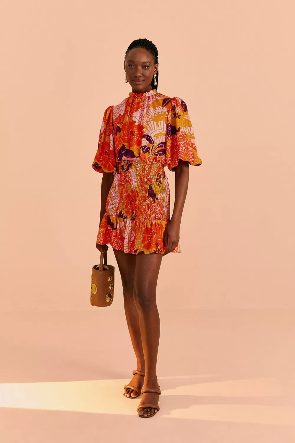 Beige Jungle Panther Lenzing™ Ecovero™ Viscose Mini Dress | FARM Rio Best Sale