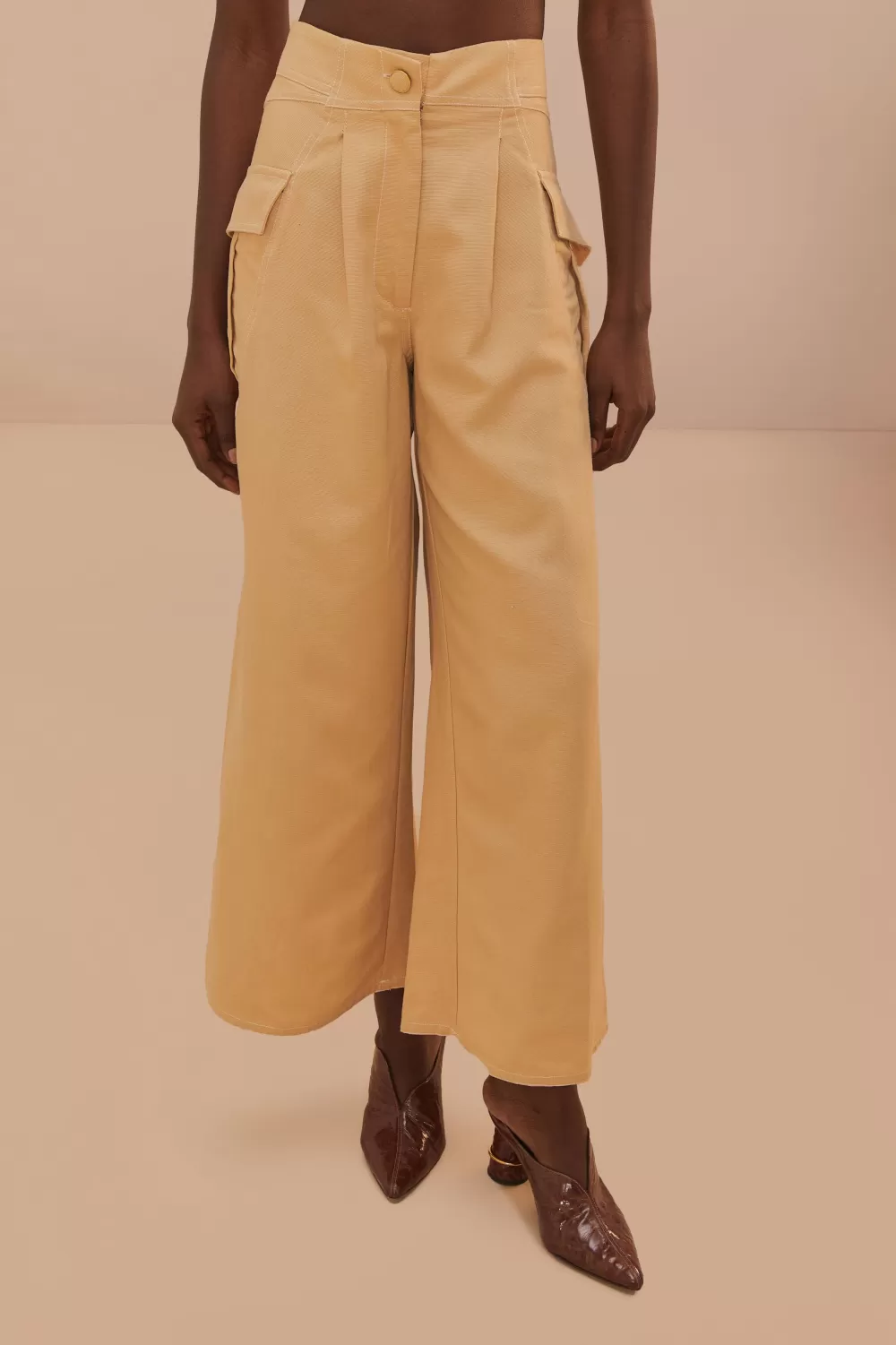 Beige Topstitch Low Waist Pants | FARM Rio Clearance