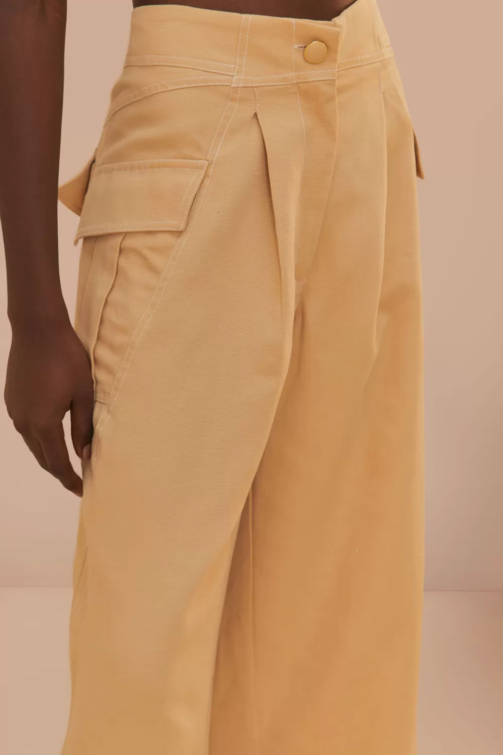 Beige Topstitch Low Waist Pants | FARM Rio Clearance
