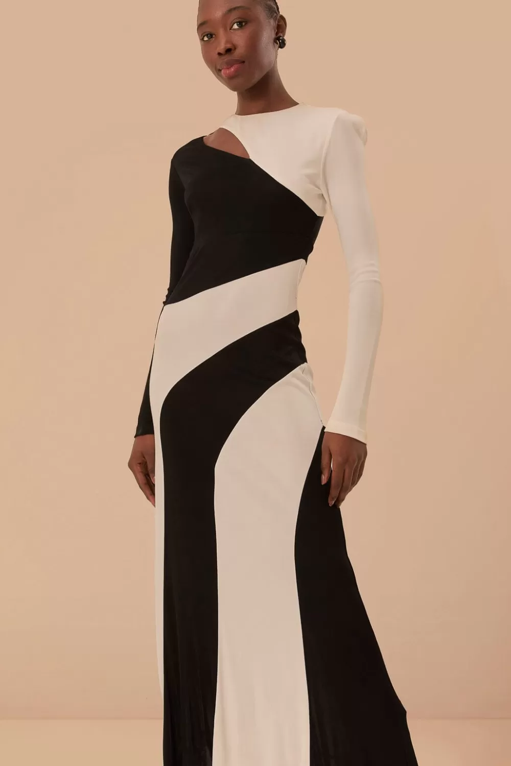 Black And White Cut-Out Long Sleeve Midi Dress | FARM Rio Hot