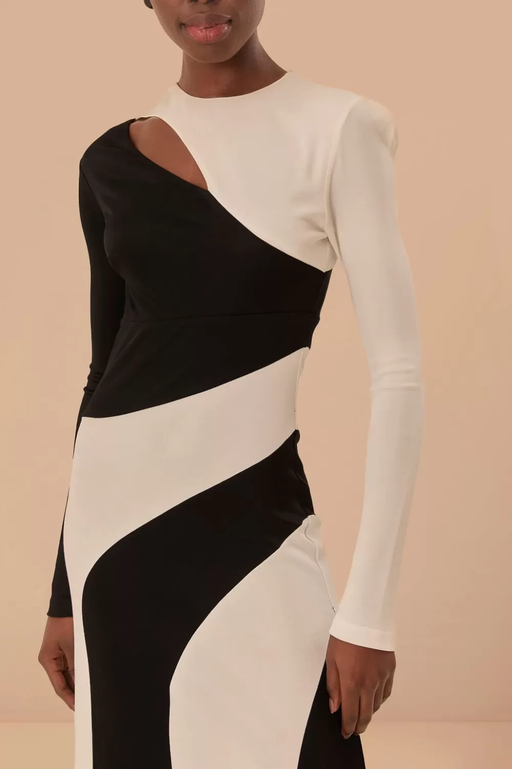 Black And White Cut-Out Long Sleeve Midi Dress | FARM Rio Hot