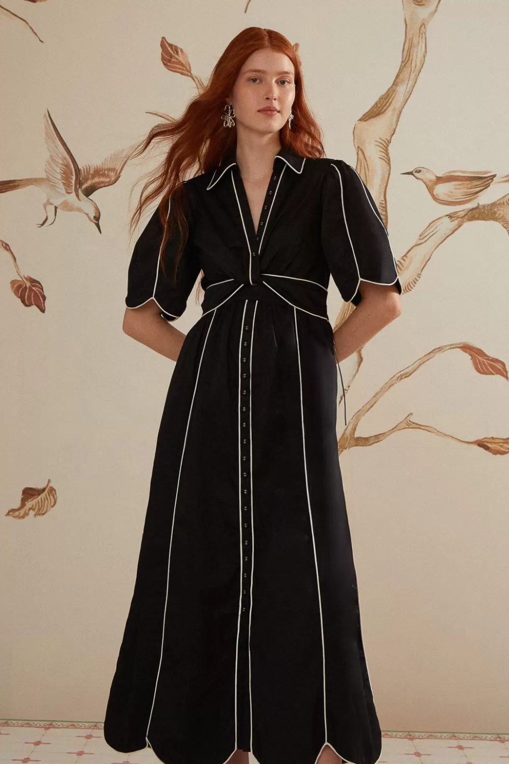 Black And White Short Sleeve Midi Dress | FARM Rio Discount