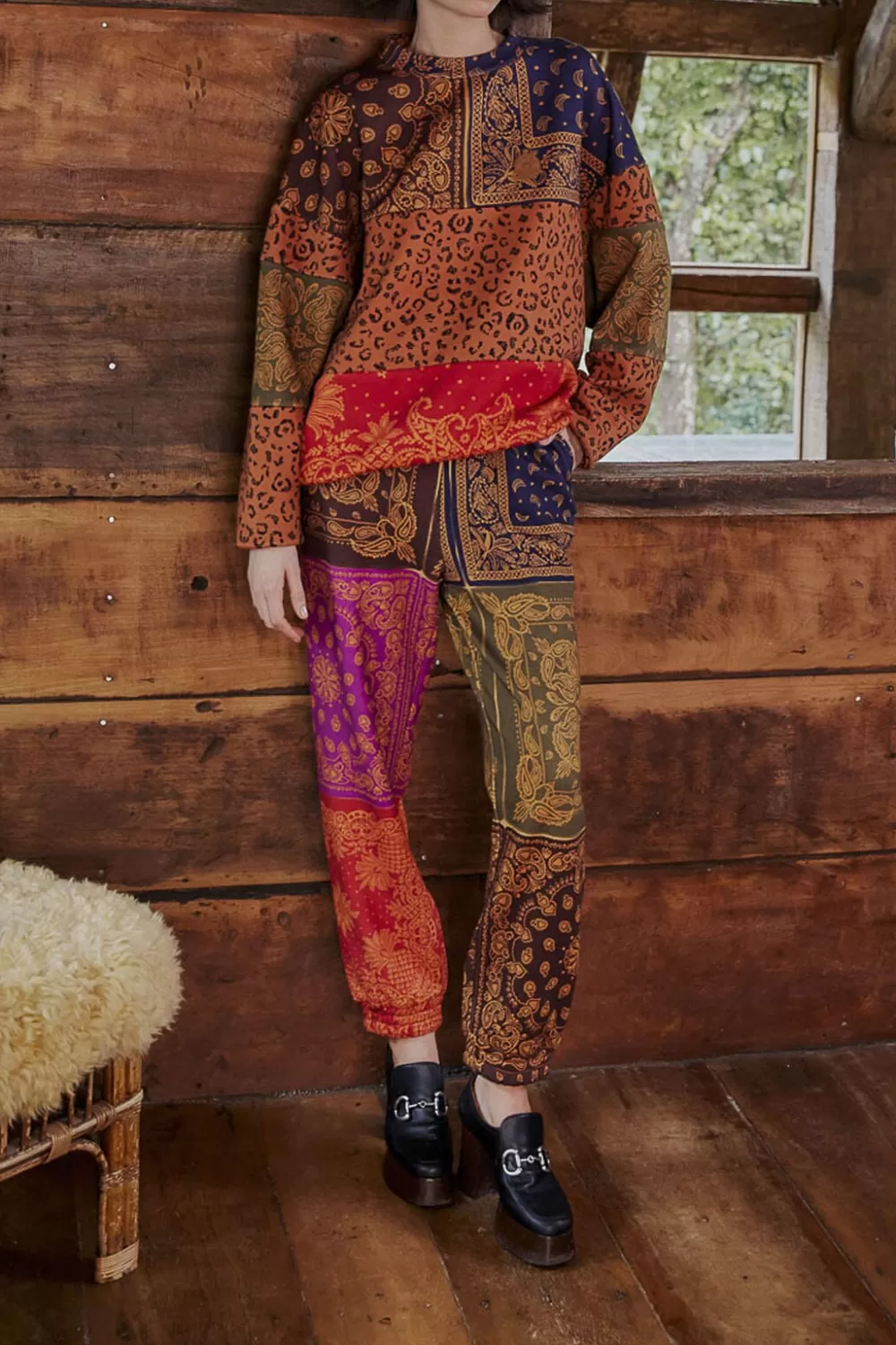 Black Bandana Dream Scarf Sweatpants | FARM Rio Flash Sale