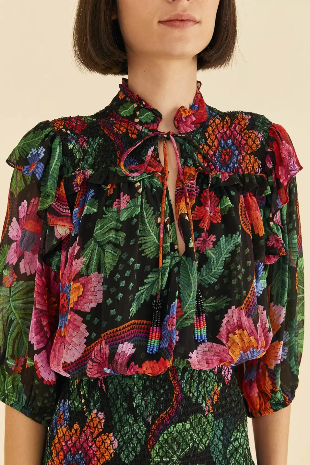 Black Blooming Garden Mini Dress | FARM Rio Cheap