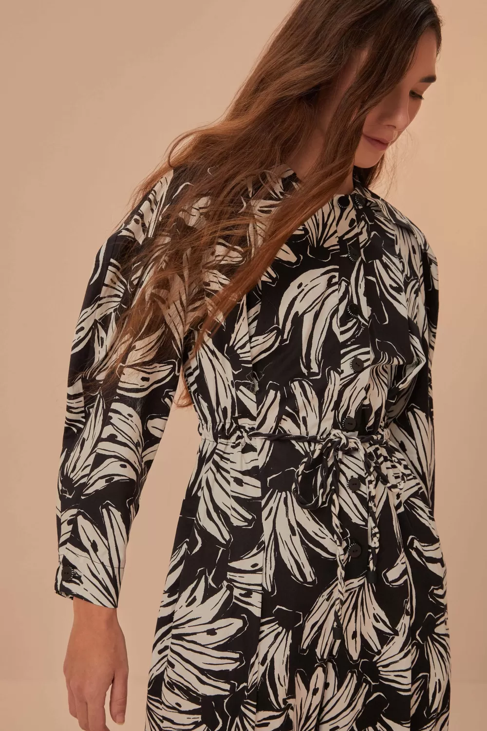 Black Bossa Banana Long Sleeve Jumpsuit | FARM Rio Flash Sale