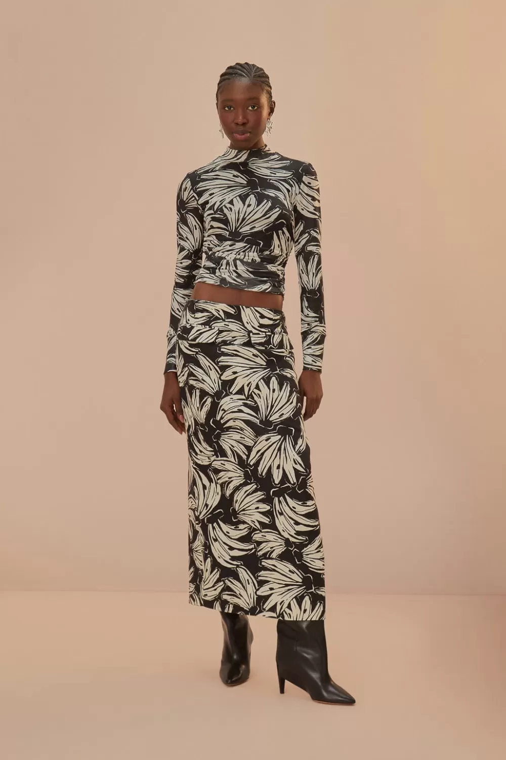 Black Bossa Banana Tulle Blouse | FARM Rio Flash Sale