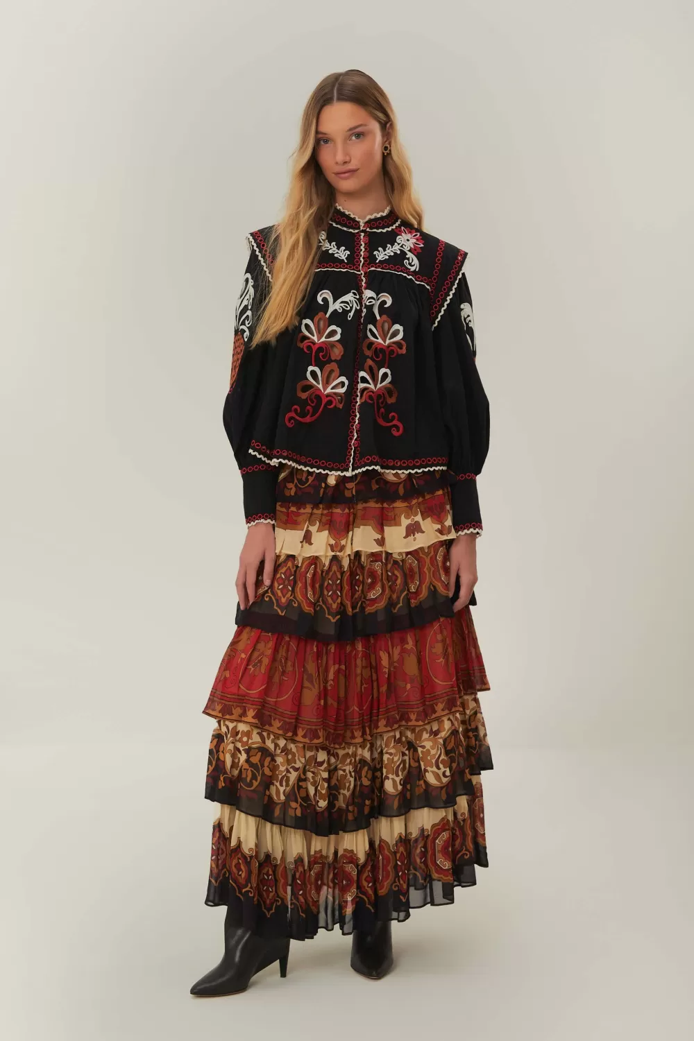 Black Cashew Mandala Richilieu Blouse | FARM Rio Best Sale