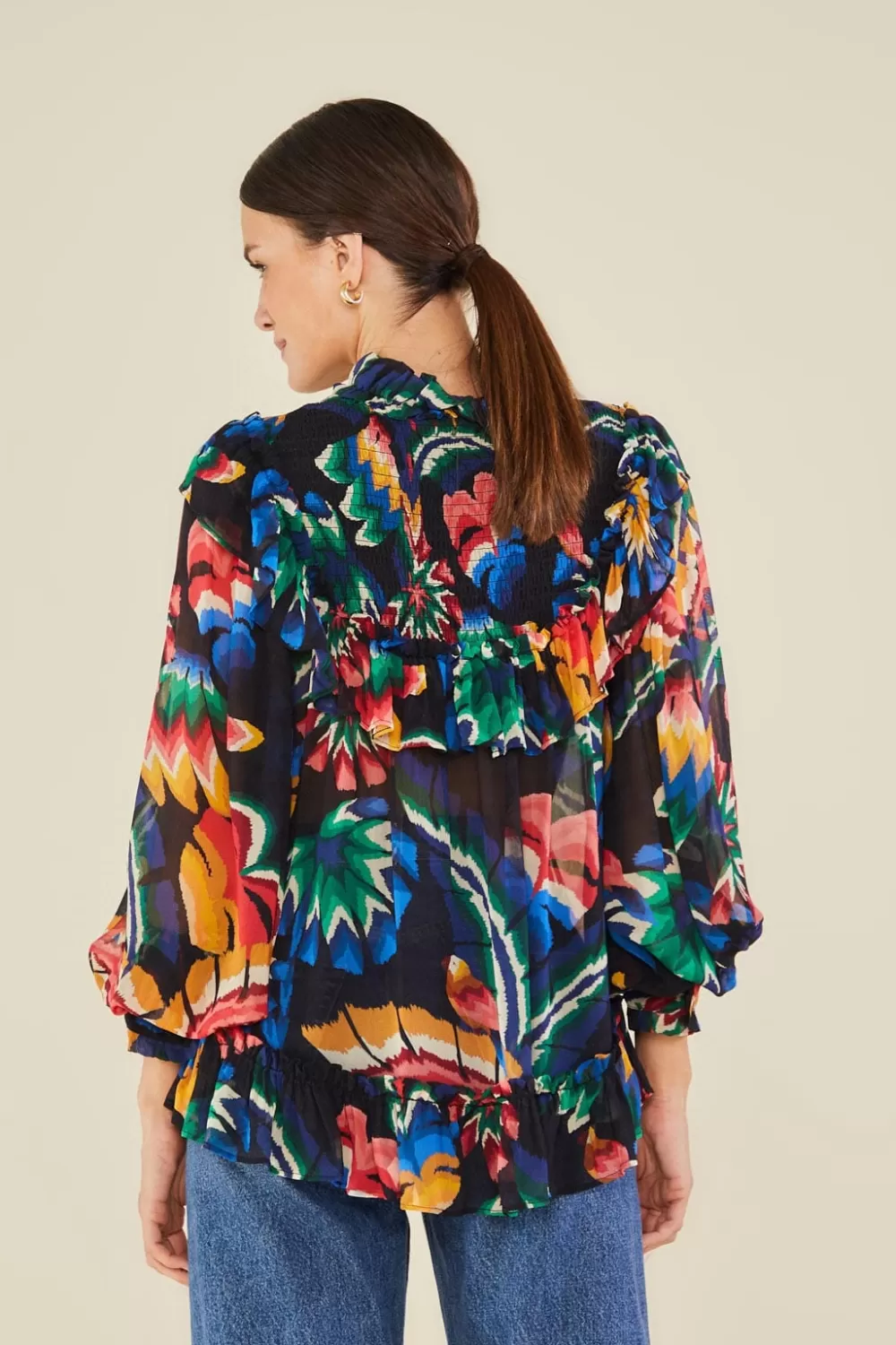 Black Chevron Forest Blouse | FARM Rio Outlet