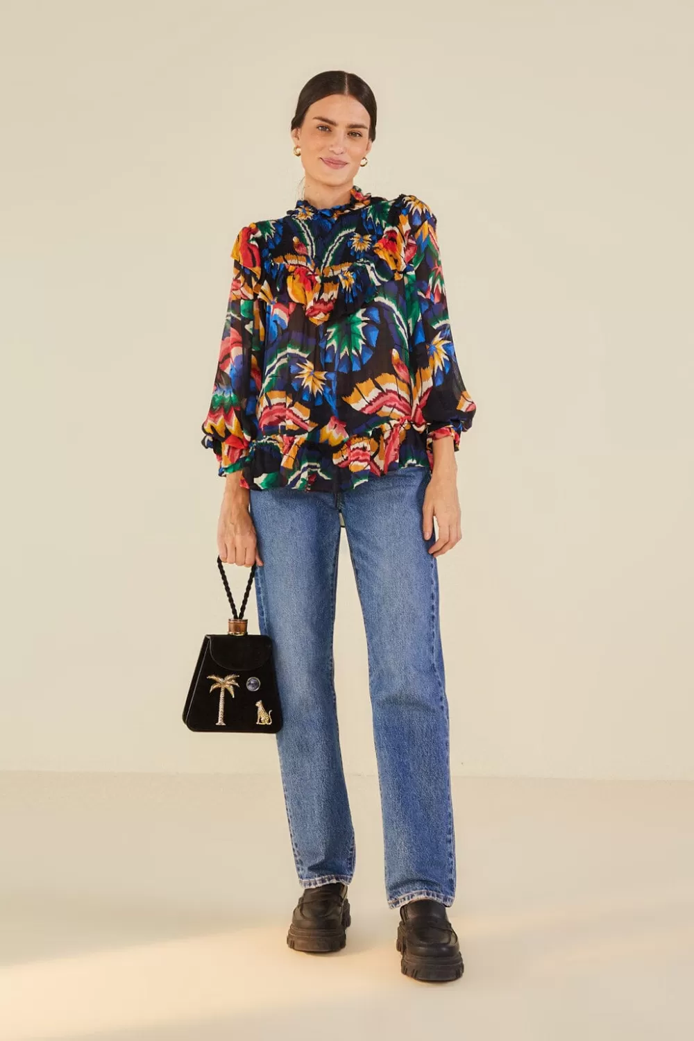 Black Chevron Forest Blouse | FARM Rio Outlet