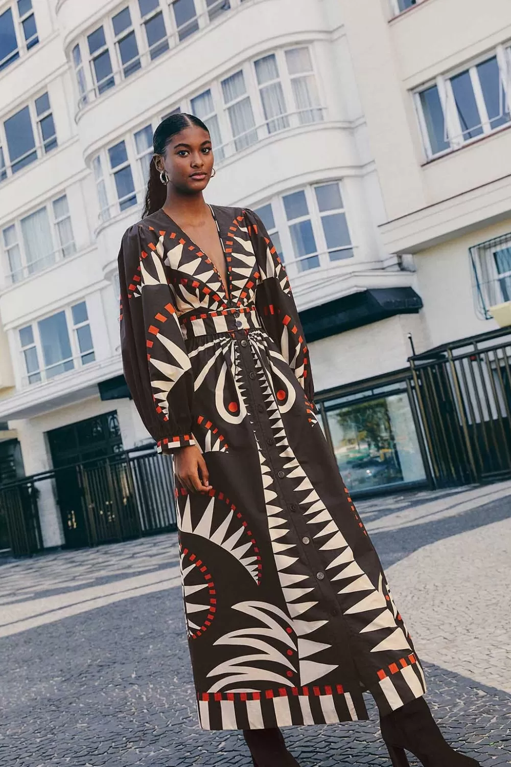 Black Coconut Grove Puff Sleeve Maxi Dress | FARM Rio Best