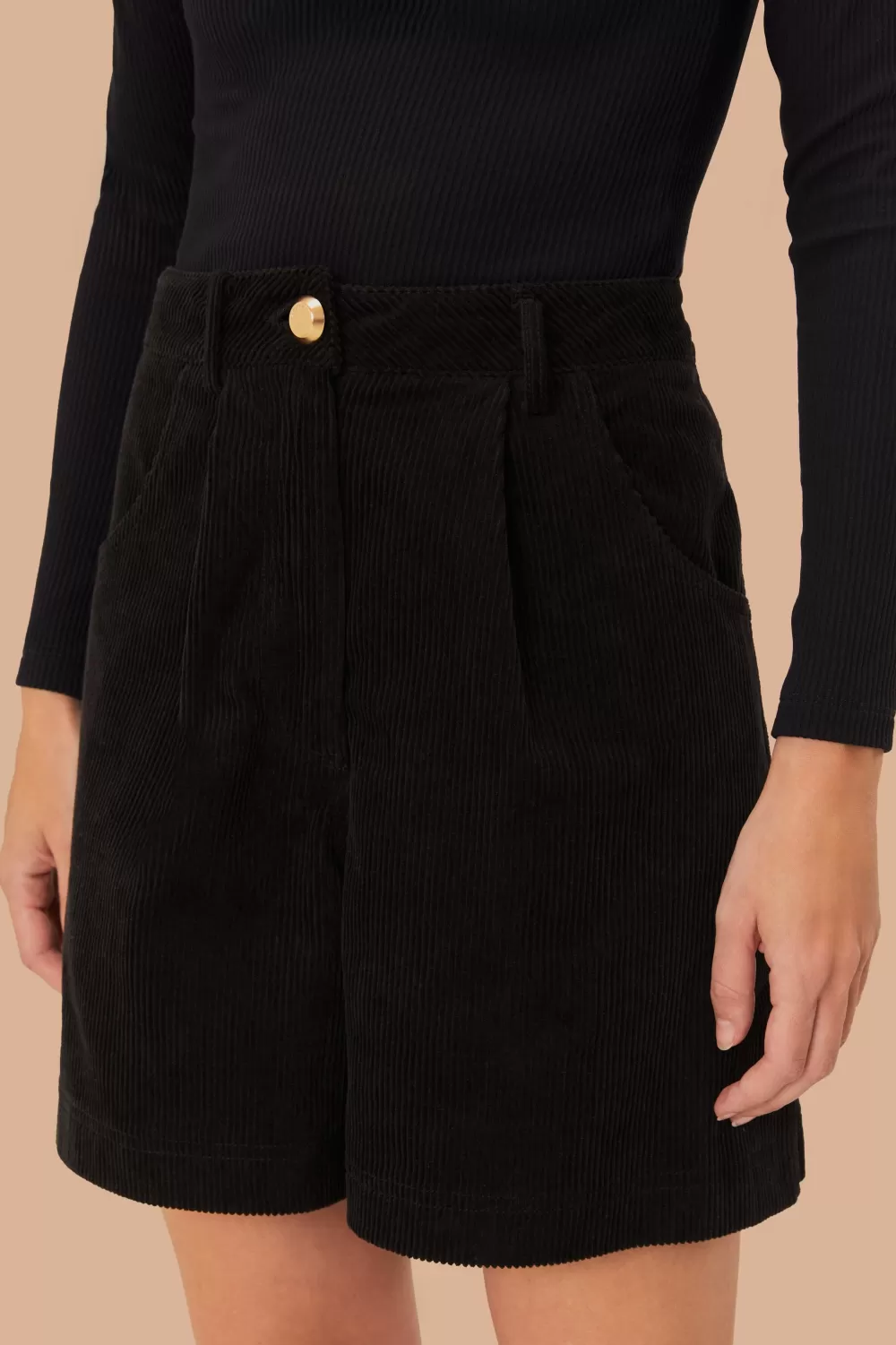 Black Corduroy Shorts | FARM Rio Outlet