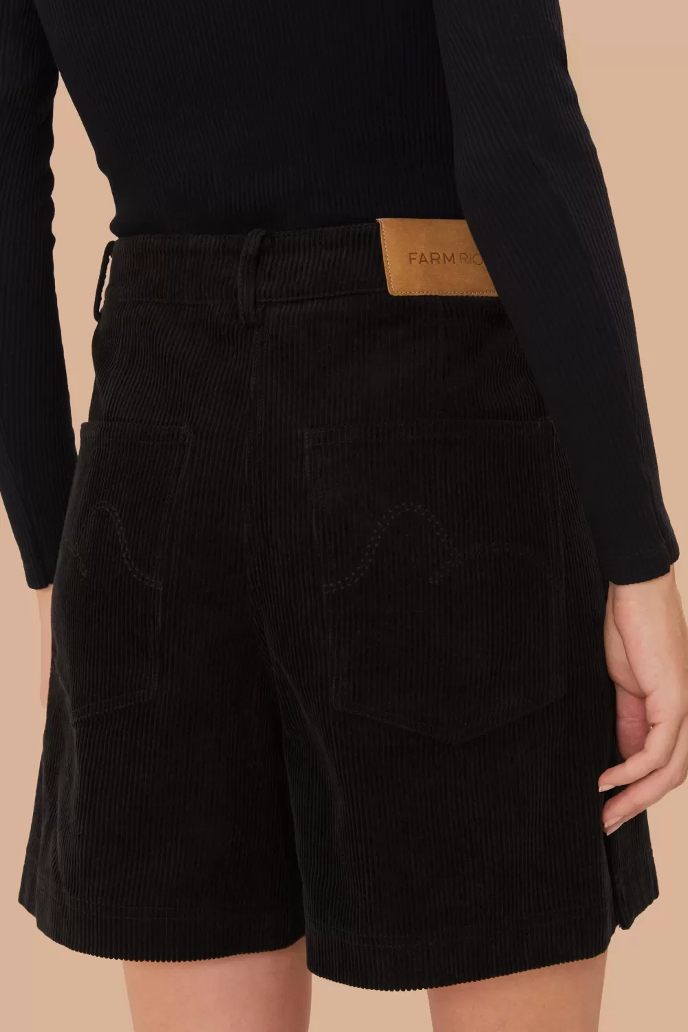 Black Corduroy Shorts | FARM Rio Outlet
