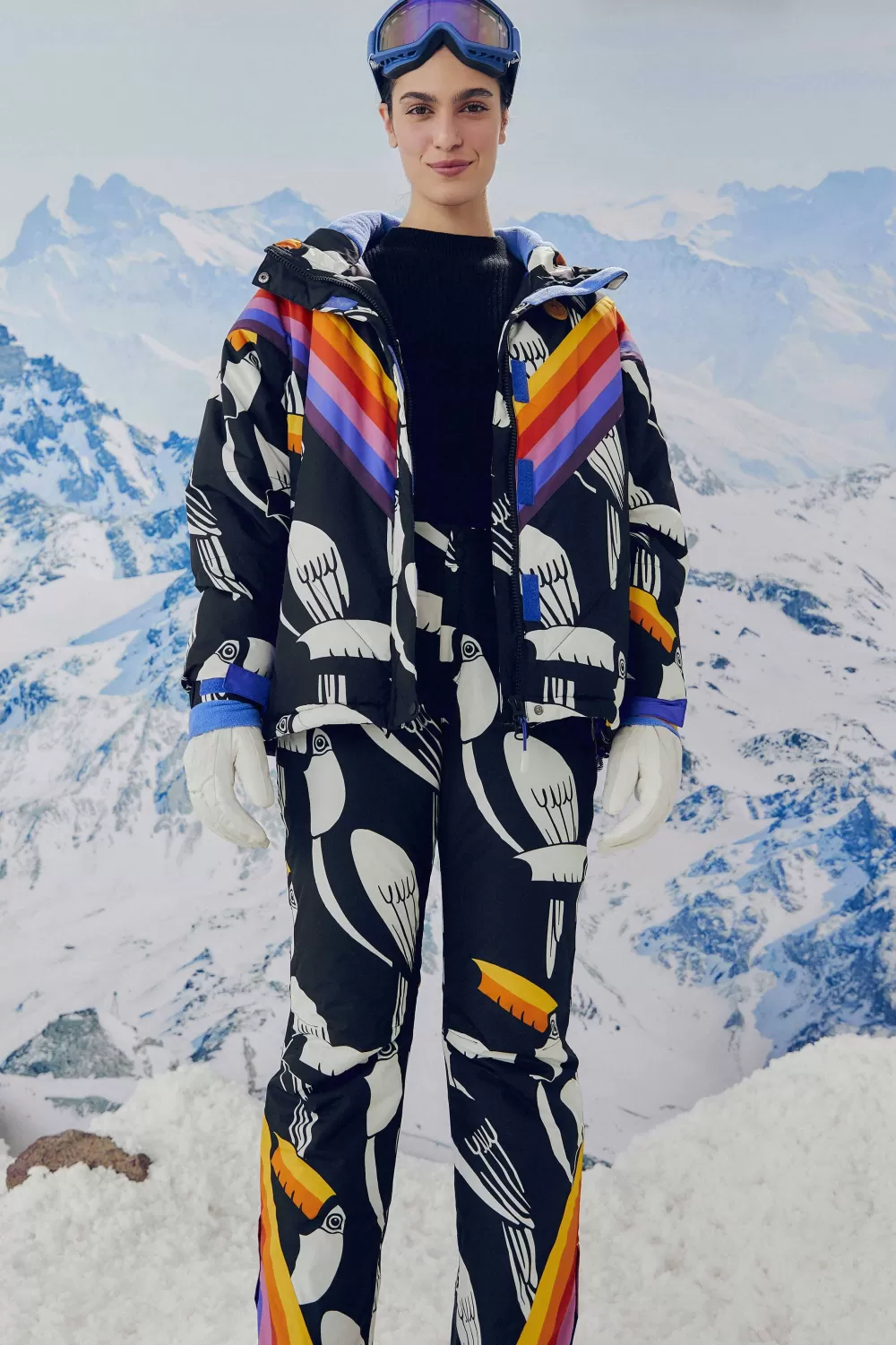 Black Graphic Toucans Ski Pants | FARM Rio Shop