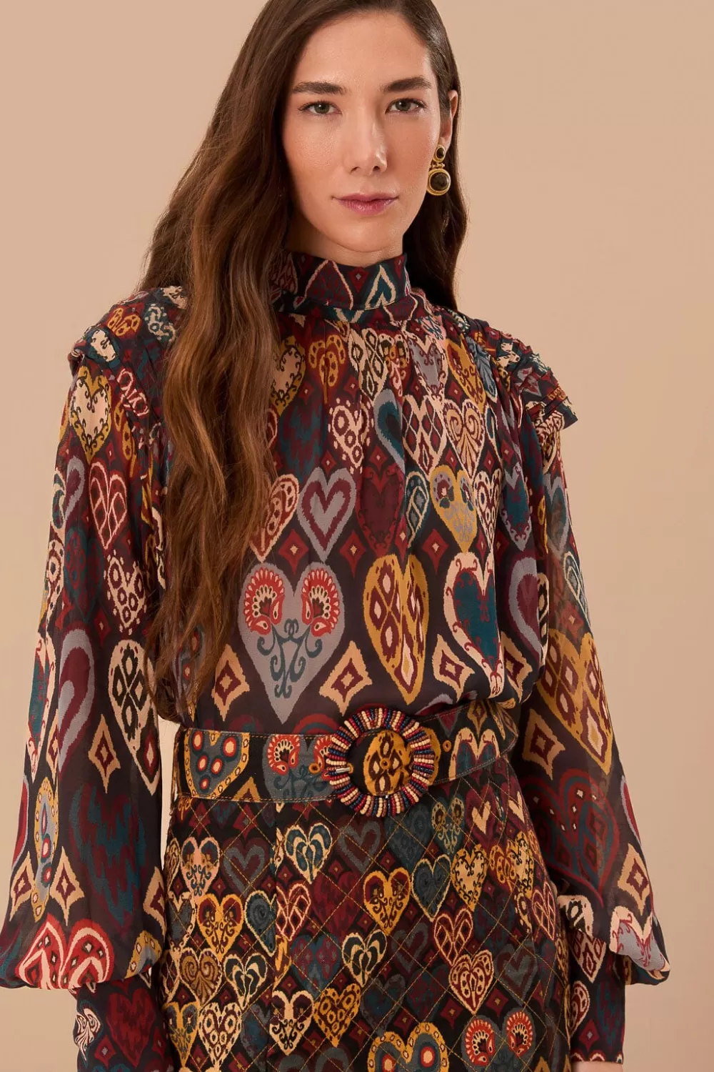 Black Hearts Ikat Blouse | FARM Rio New