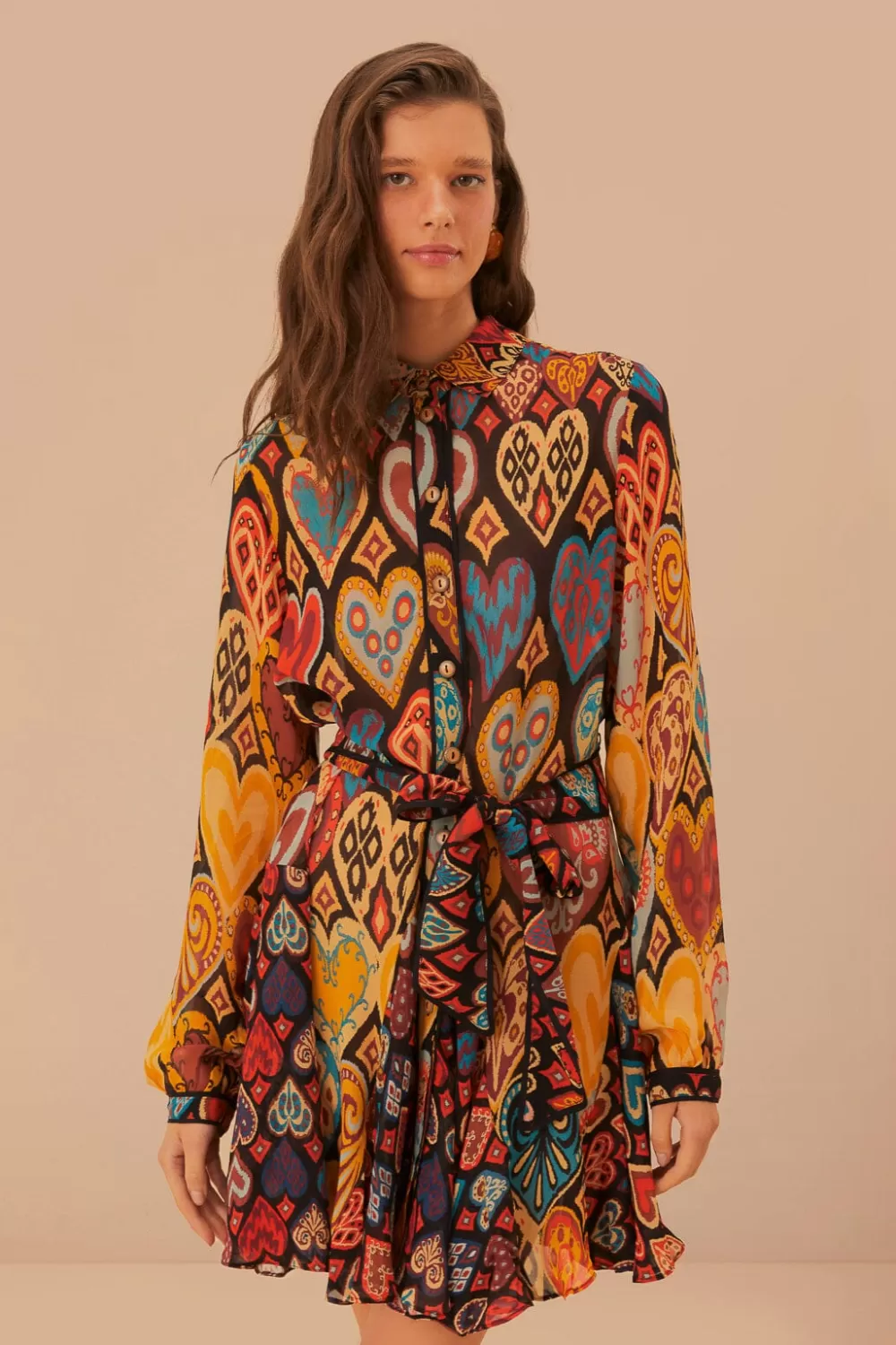 Black Hearts Ikat Mini Dress | FARM Rio Cheap