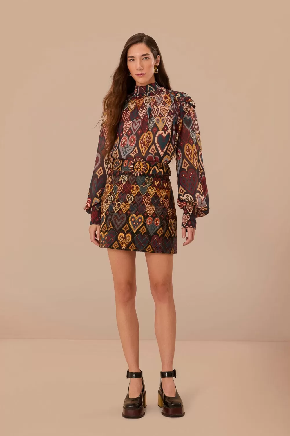 Black Hearts Ikat Mini Skirt | FARM Rio Best