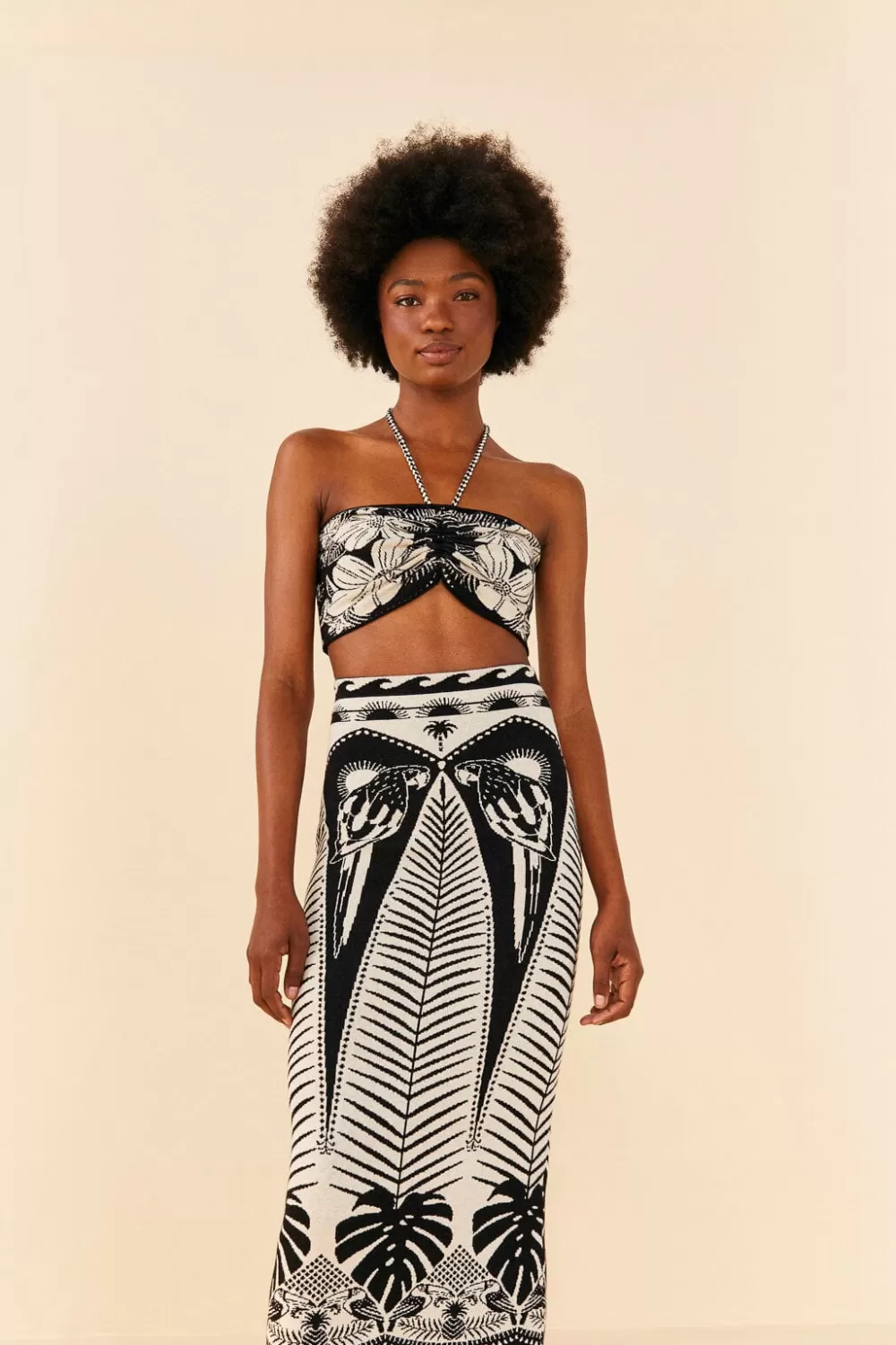 Black Macaw Elegance Knit Skirt | FARM Rio Flash Sale
