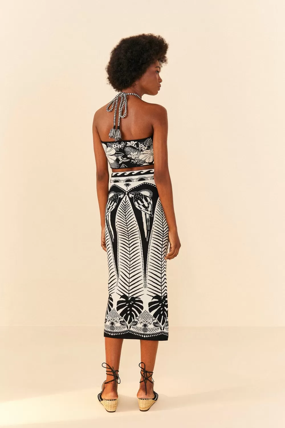 Black Macaw Elegance Knit Skirt | FARM Rio Flash Sale