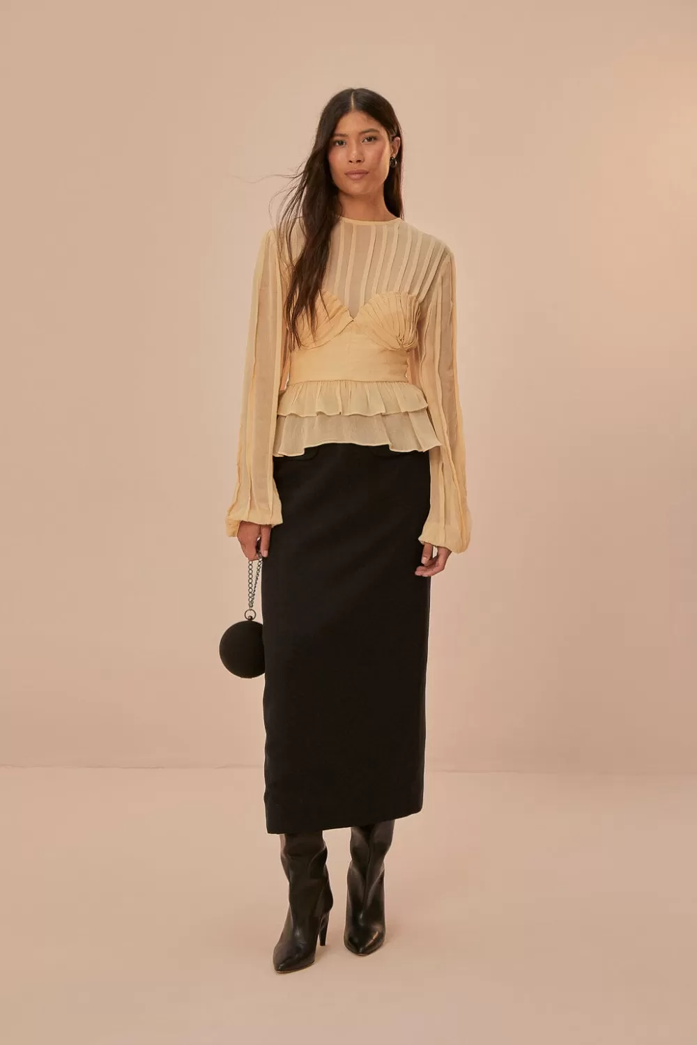 Black Midi Skirt | FARM Rio Flash Sale
