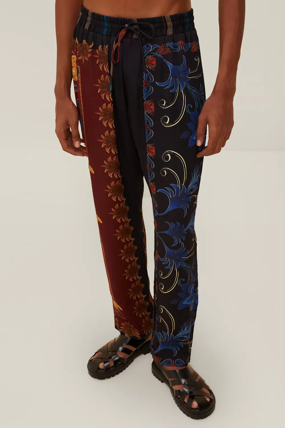 Black Mixed Arabesque Scarves Pants | FARM Rio New