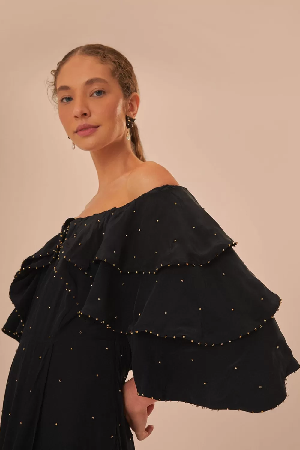 Black Off-Shoulder Maxi Dress | FARM Rio Hot