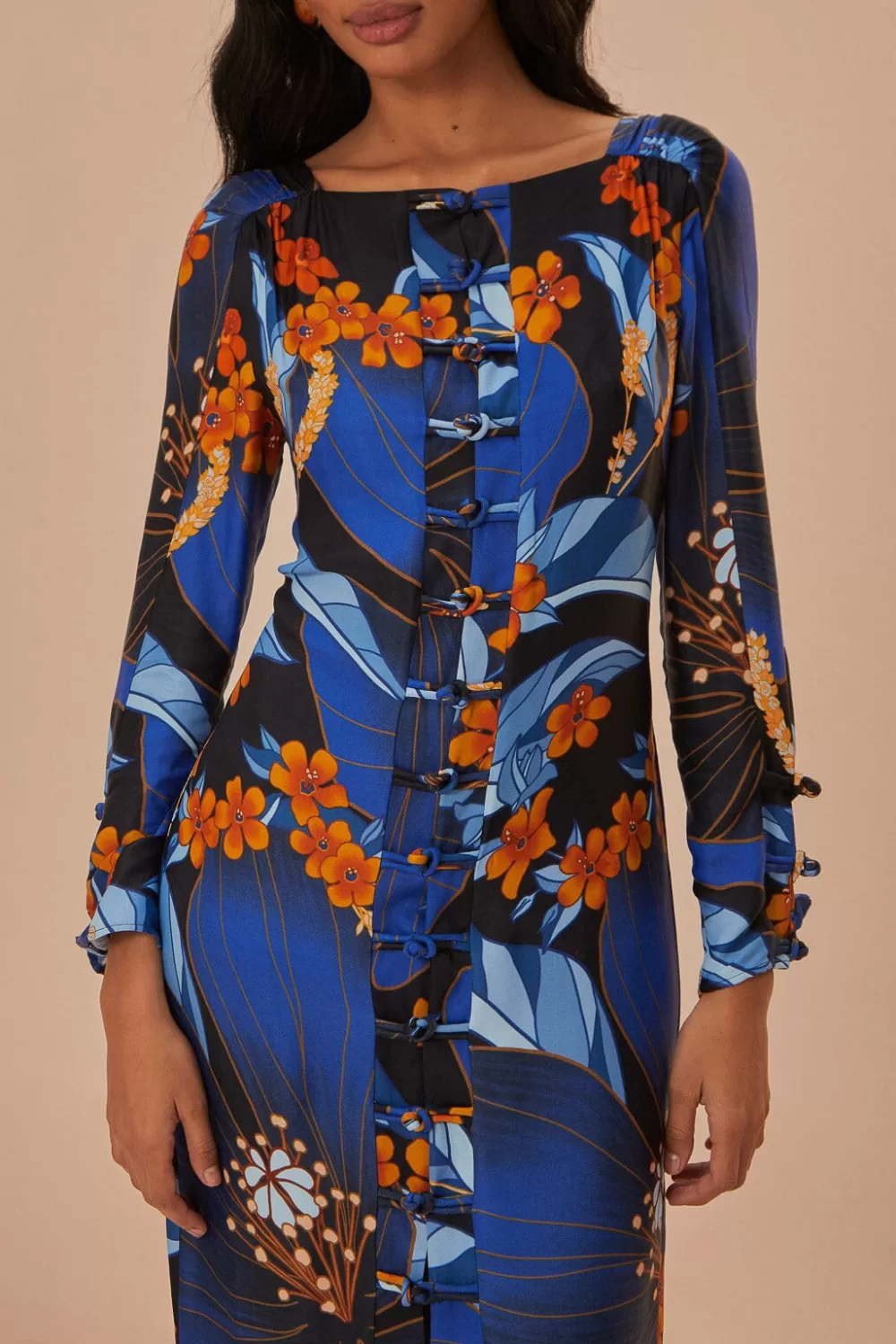 Black Pietra Floral LENZING™ ECOVERO™ Viscose Midi Dress | FARM Rio Clearance