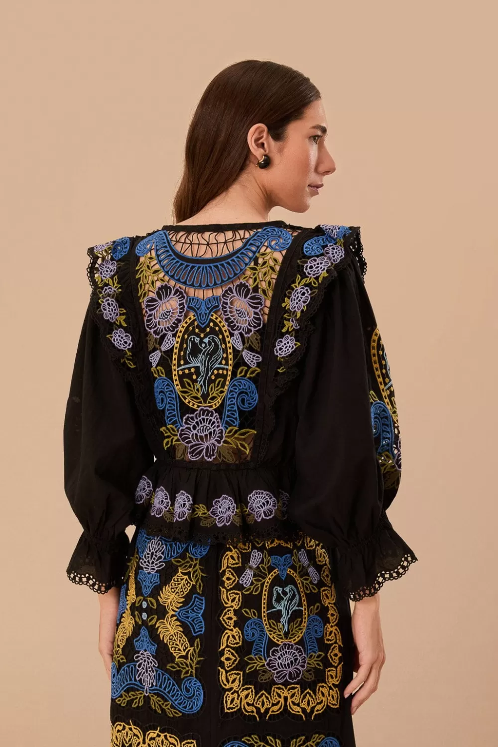 Black Richelieu Blouse | FARM Rio Fashion