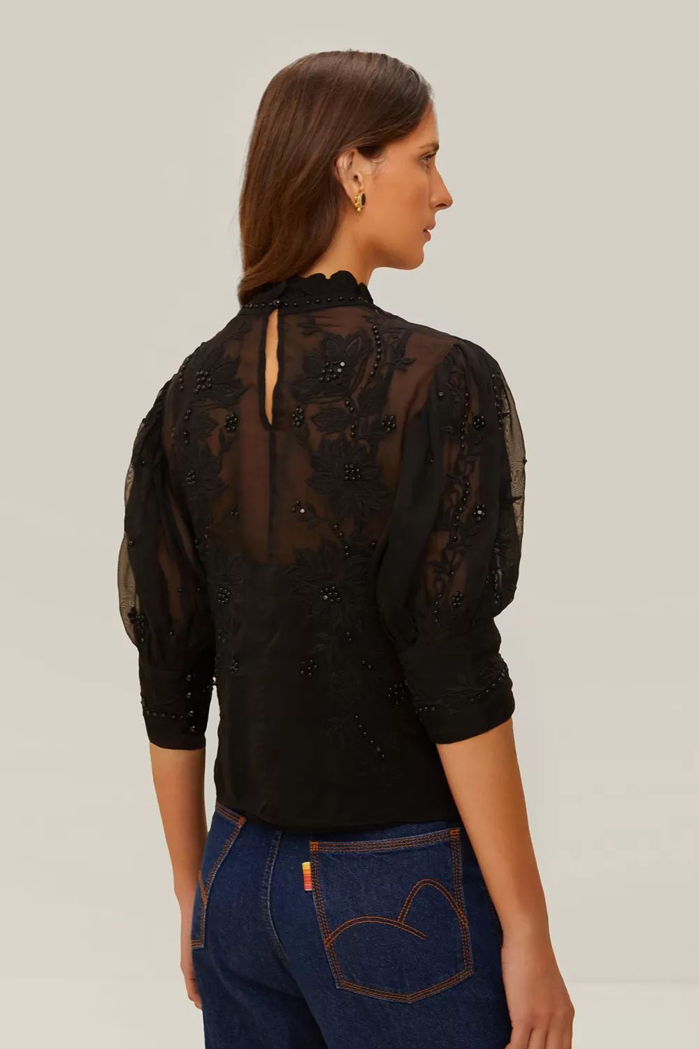 Black Short Sleeve Blouse | FARM Rio Discount