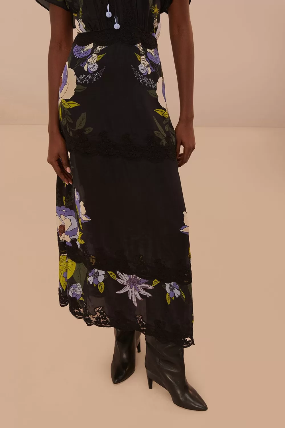 Black Soft Garden Lace Maxi Dress | FARM Rio Best