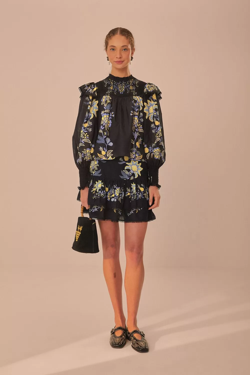 Black Stitched Garden Blouse | FARM Rio Best