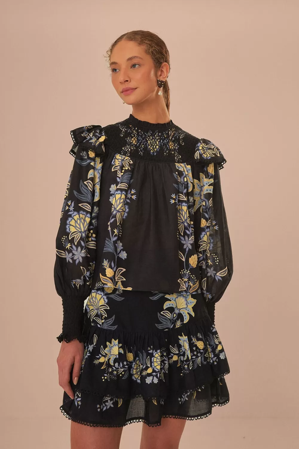 Black Stitched Garden Mini Skirt | FARM Rio Cheap