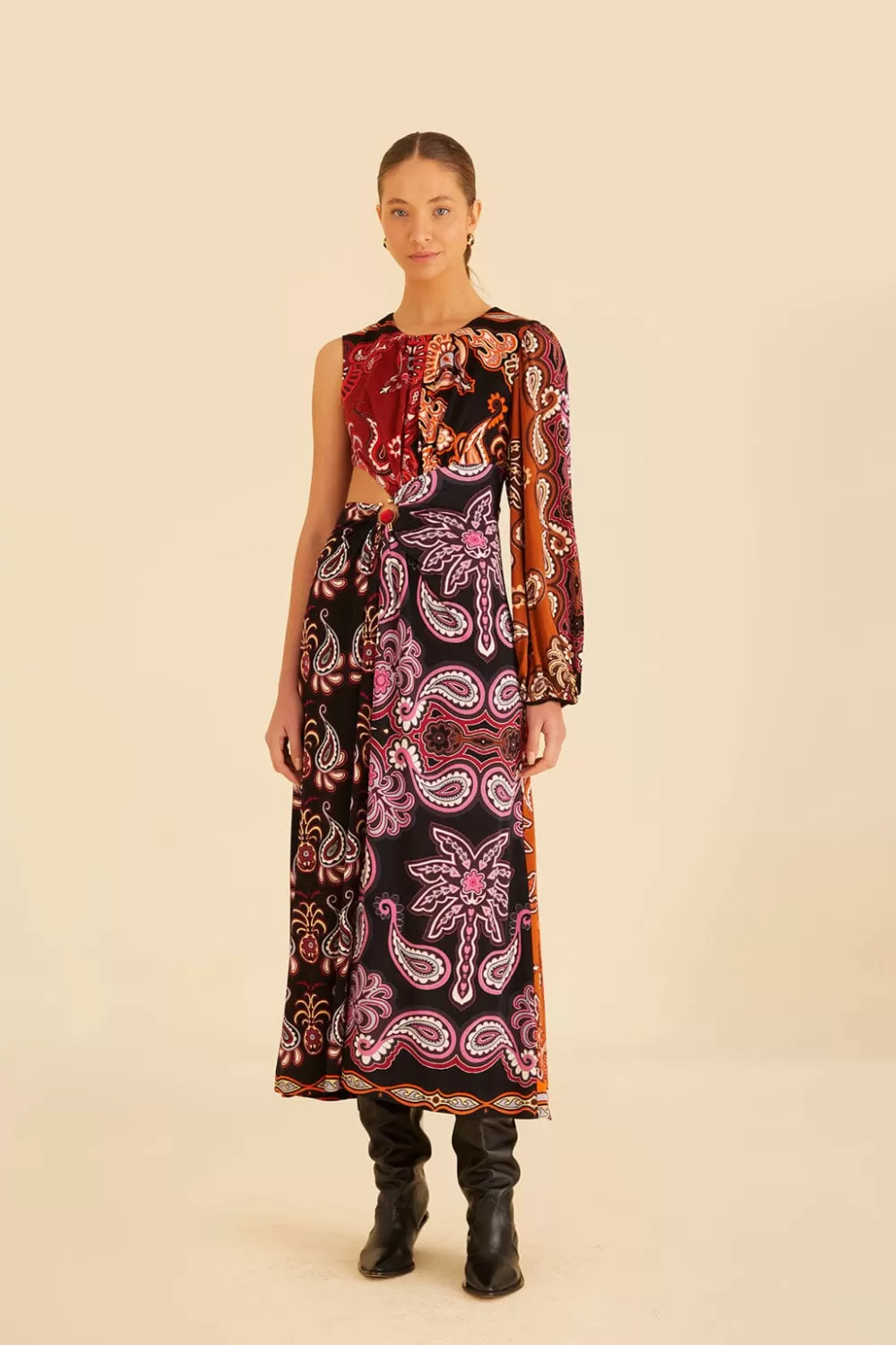 Black Sweet Mermaids One Shoulder Maxi Dress | FARM Rio Flash Sale