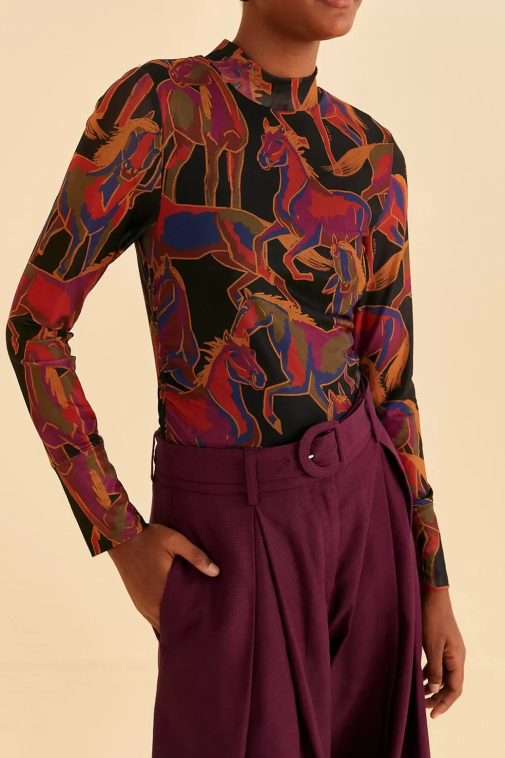 Black Wild Horses Tulle Blouse | FARM Rio Best Sale
