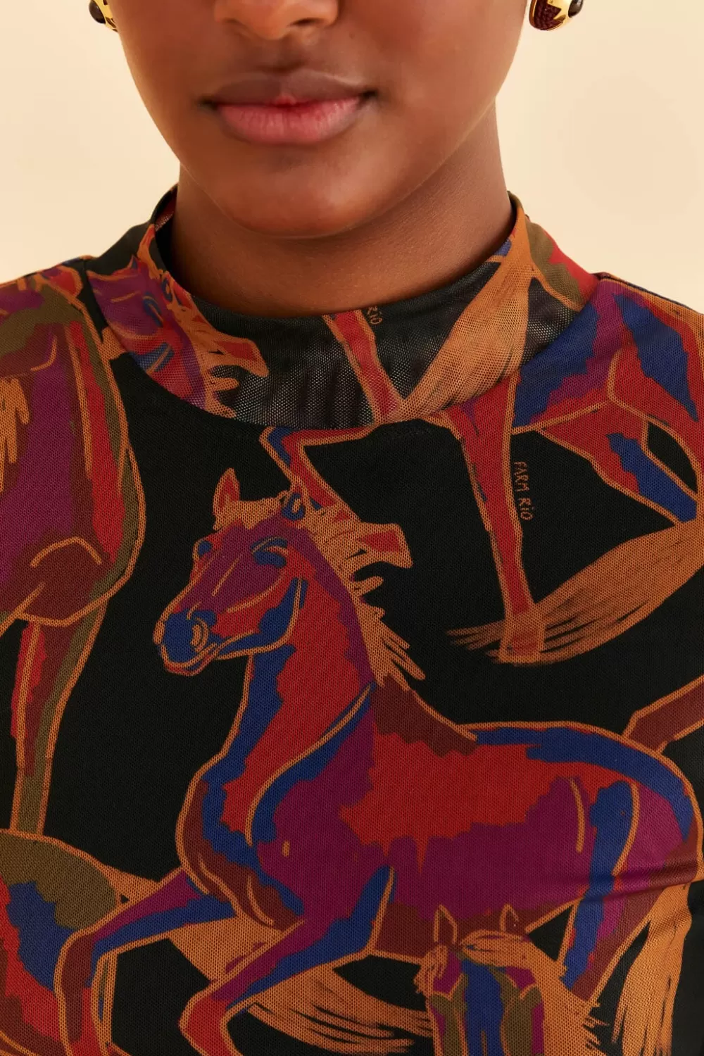 Black Wild Horses Tulle Blouse | FARM Rio Best Sale