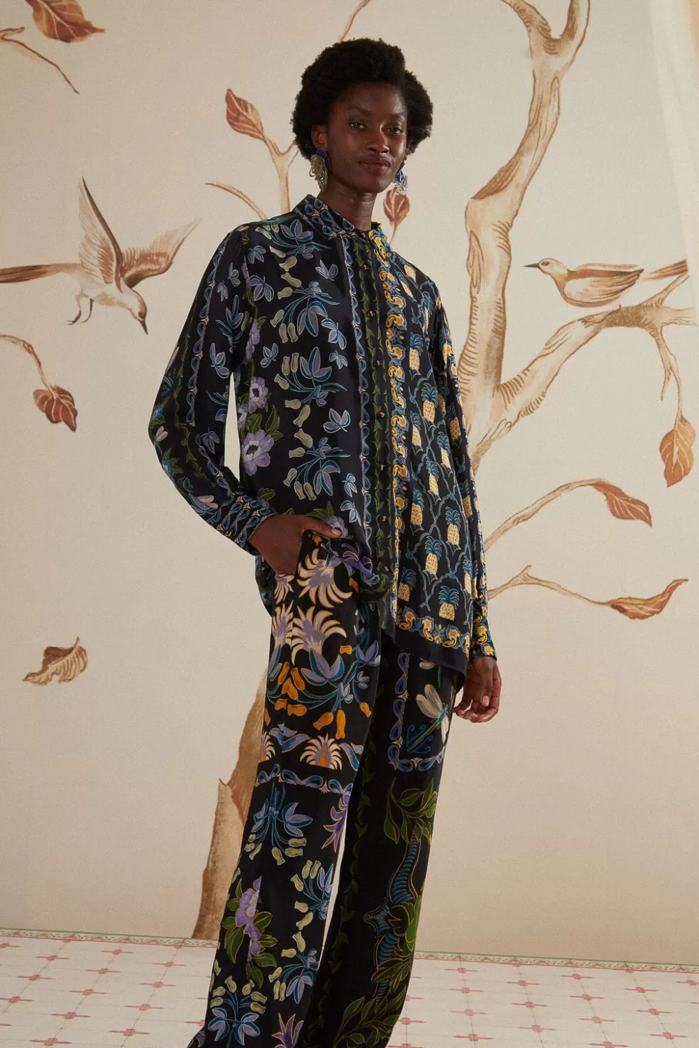 Black Winter Garden Pajama Pants | FARM Rio Outlet