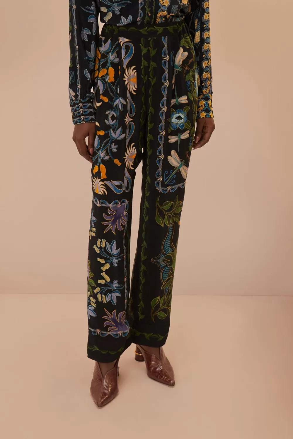 Black Winter Garden Pajama Pants | FARM Rio Outlet
