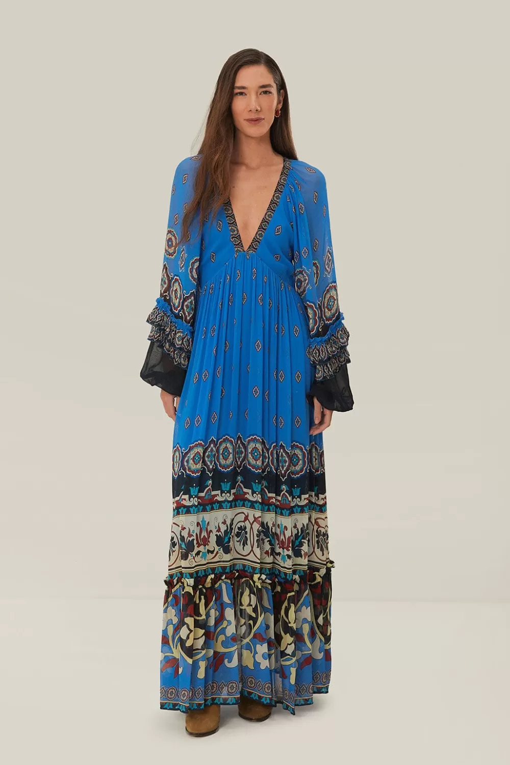 Blue Ainika Tiles Maxi Dress | FARM Rio Discount