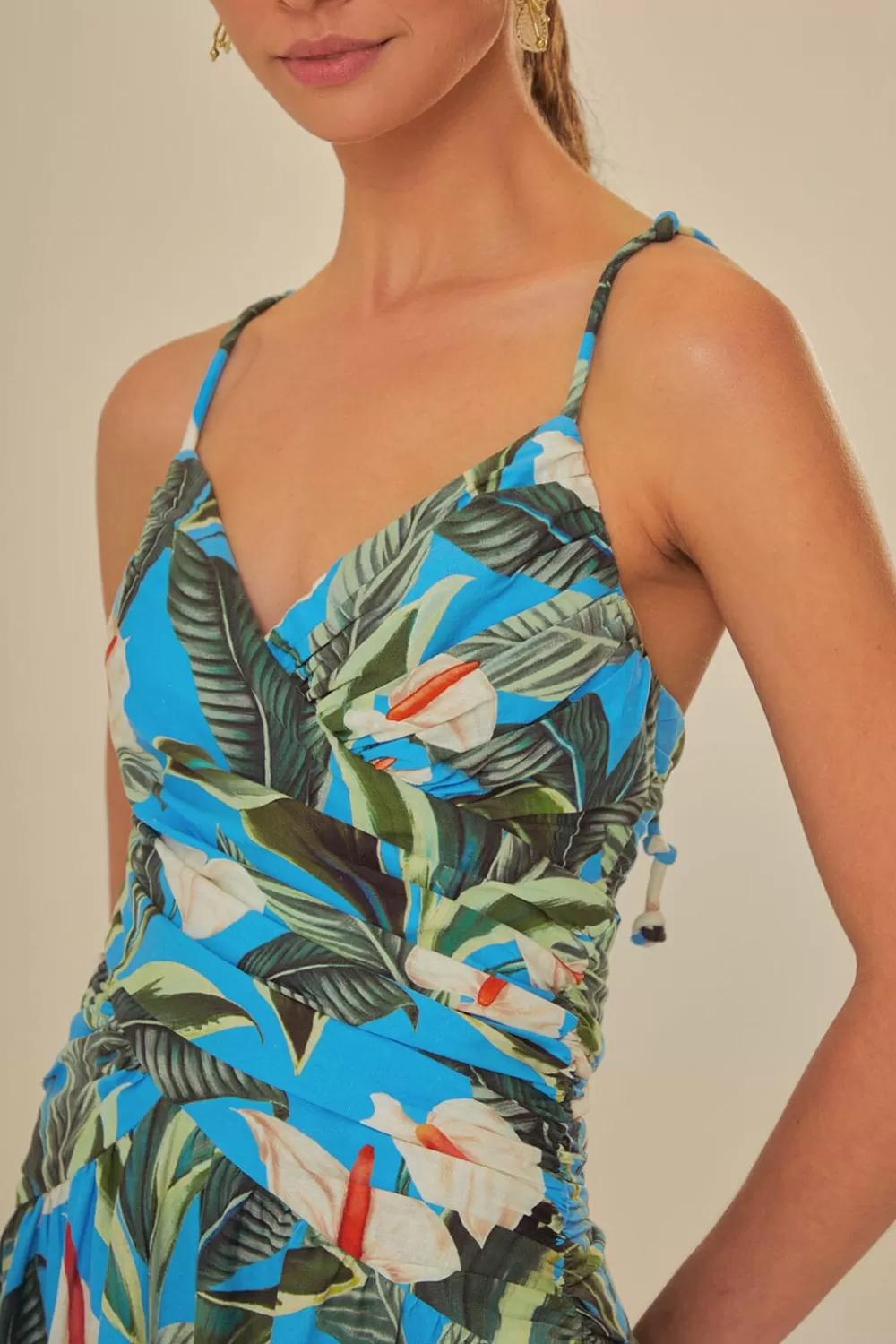 Blue Anthurium Garden LENZING™ ECOVERO™ Euroflax™ Maxi Dress | FARM Rio Cheap