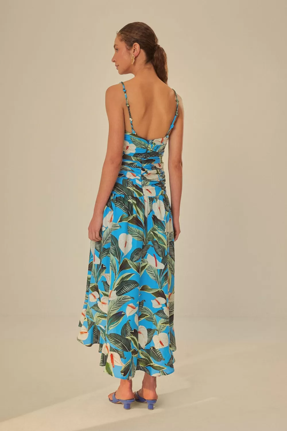 Blue Anthurium Garden LENZING™ ECOVERO™ Euroflax™ Maxi Dress | FARM Rio Cheap