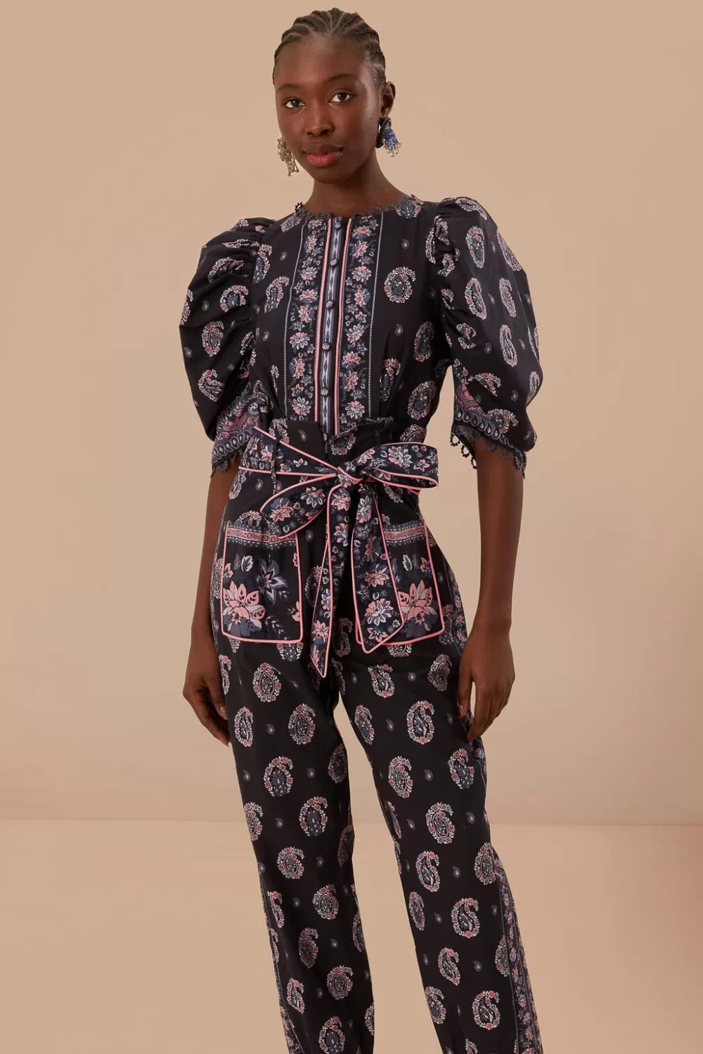 Blue Ayla Short Sleeve Jumpsuit | FARM Rio Sale