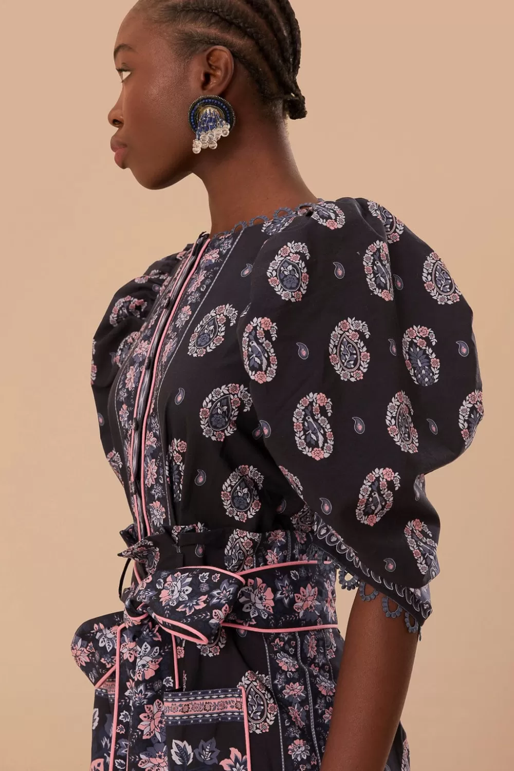 Blue Ayla Short Sleeve Jumpsuit | FARM Rio Sale