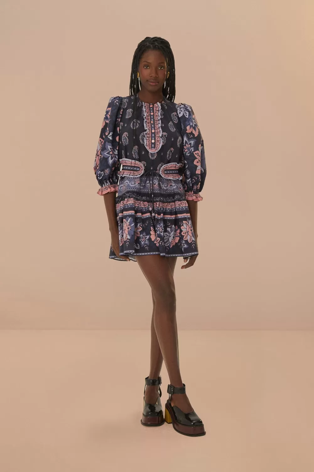Blue Ayla Short Sleeve Mini Dress | FARM Rio Cheap
