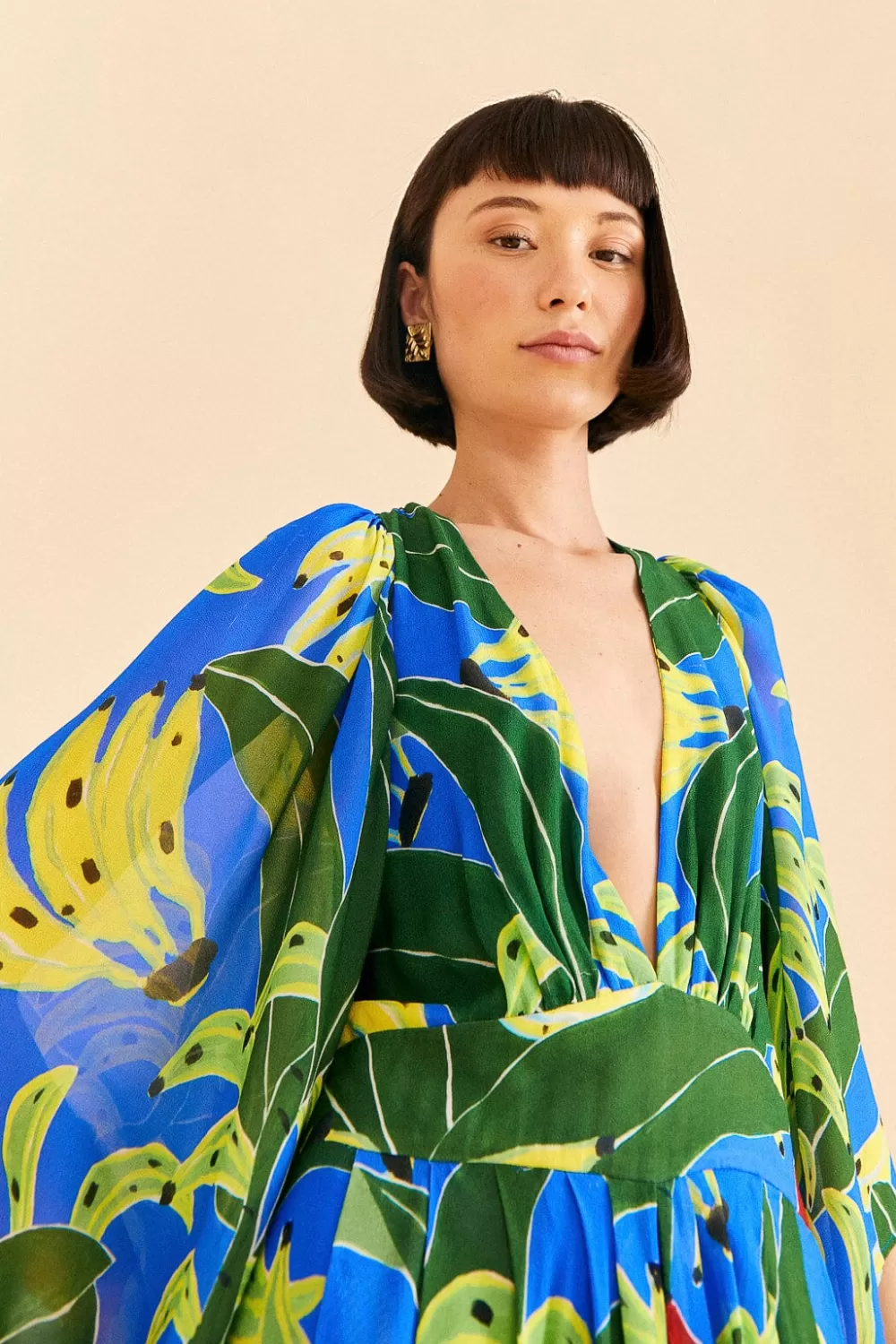 Blue Banana Leaves Maxi Dress | FARM Rio Sale