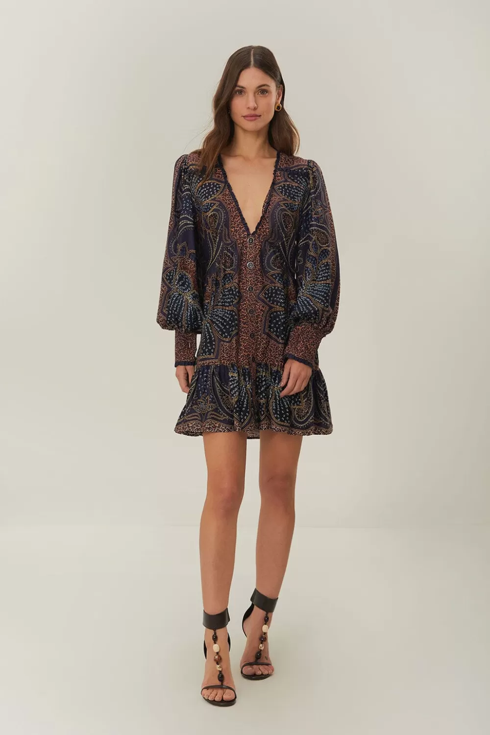 Blue Floral Glam LENZING™ ECOVERO™ Mini Dress | FARM Rio Store