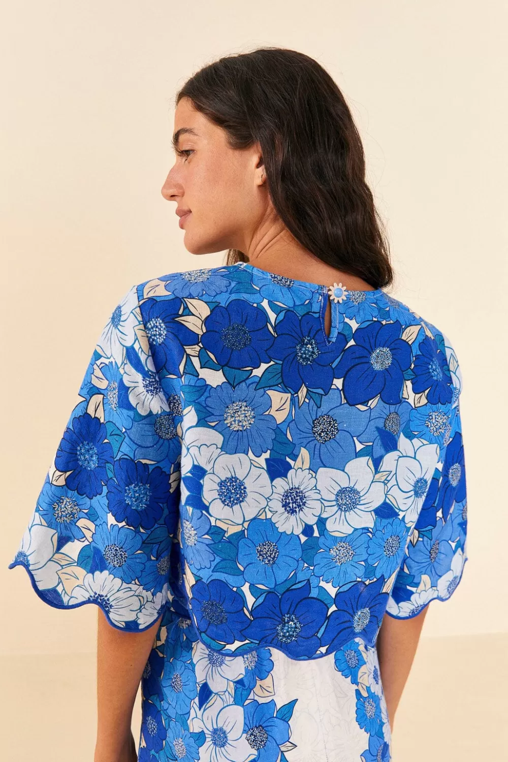 Blue Flower Stripes Crop Top | FARM Rio Fashion